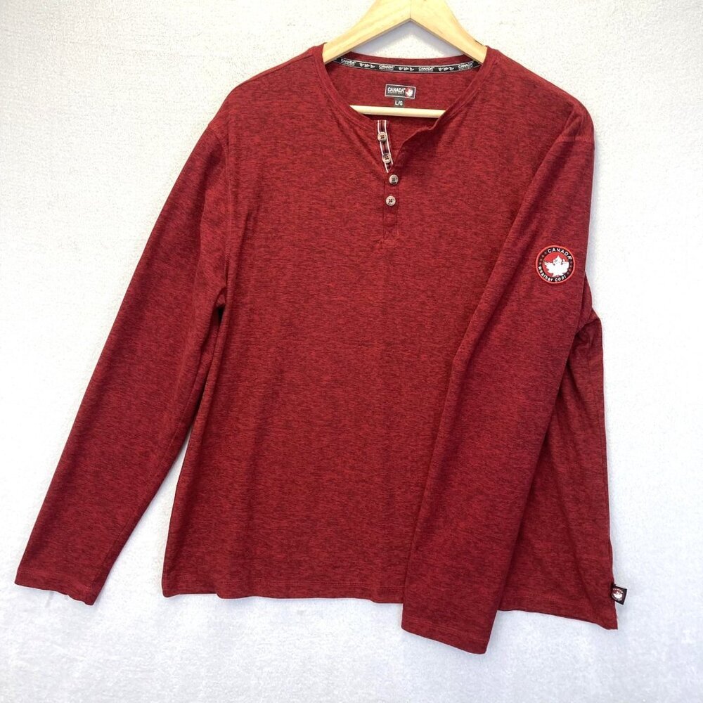 Canada Weather Gear Long Sleeve Base‎ Layer Shirt Mens Large Heathered Red Comfy